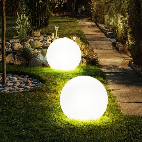 2x Außen Steck Leuchte Erdspieß Garten Terrassen Wege Hof Kugel Lampe weiß SOLAR - Bild 6 von 12