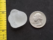 GENUINE BEACH SEA GLASS SURF TUMBLED WHITE CLEAR UNUSUAL RARE FROSTED PENDANT T2