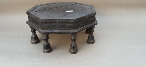Antique Old Hand Carved Wooden Holy 8 Legs Bajot Shrine / Stool Stand NH6478 - Picture 5 of 11