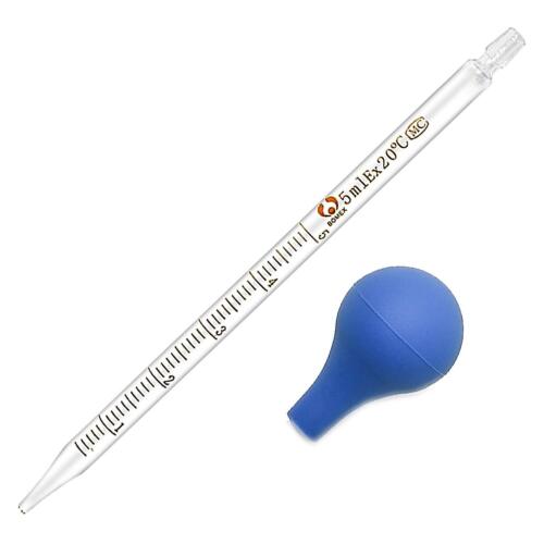 5/10ml Glass Pipette Graduated Pipettes Dropper With Big Rubber Cap For Liquid - Picture 8 of 15
