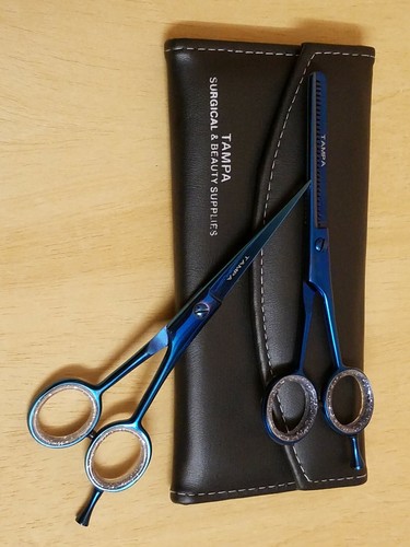 6 Inch Blue Professional Salon Hair Cutting Scissors Thinner Barber Shears Set - Picture 3 of 3