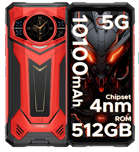 DOOGEE S200 Plus 5G Rugged Phone 2025,4nm D7300 CPU,32GB+512GB Android 14 RED
