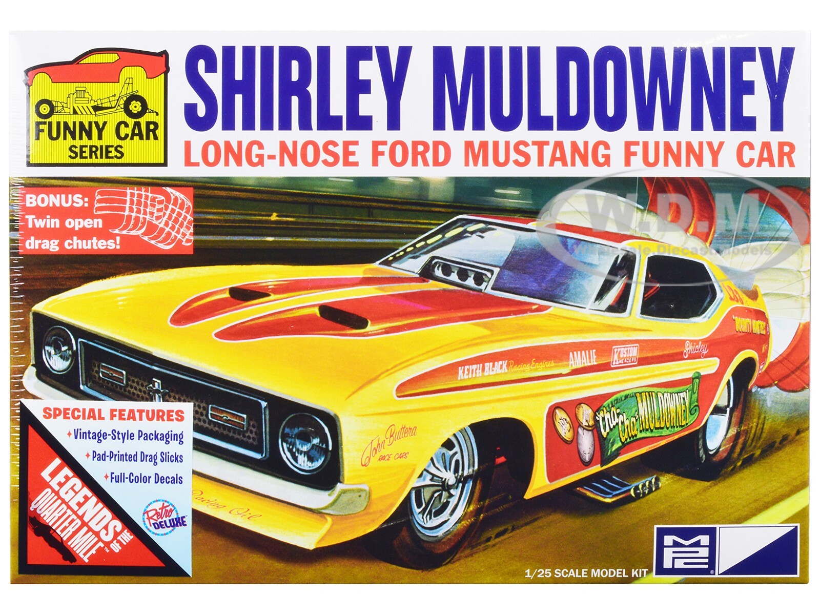 НАБОР МОДЕЛЕЙ SKILL 2 FORD MUSTANG LONG NOSE FUNNY CAR MULDOWNEY 1/25 MPC MPC1001