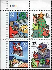 US Scott # 3111A (3108-3111), Christmas Block, (4) 1996 32¢ Stamps, MNH