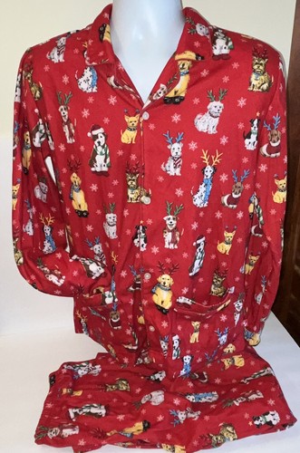 NICK & NORA Christmas Dogs Flannel Holiday Pajamas Set PJs Girls Boys XL 16-18 - Picture 7 of 16