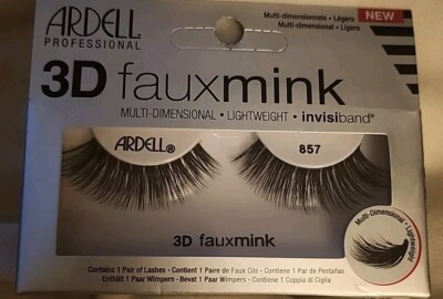 X2 Pair ARDELL 3D FAUX MINK FALSE EYELASHES - #857 BLACK LASHES Nib