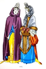 POCHOIR FASHION PLATE c1900 La Mode Feminine 17-18th Century Art Print Matted