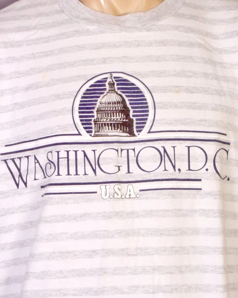 复古 80 年代 90 年代铁砧单针华盛顿特区美国 T 恤纹理蓬松 XL — 第 2/4 张图片