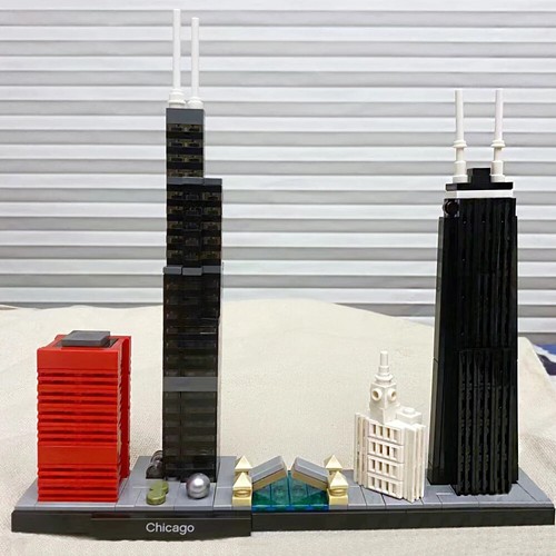 Hot Sales City Chicago Skyline Gebäude Wahrzeichen 444 Teile Modell Straßenansicht - Bild 12 von 23