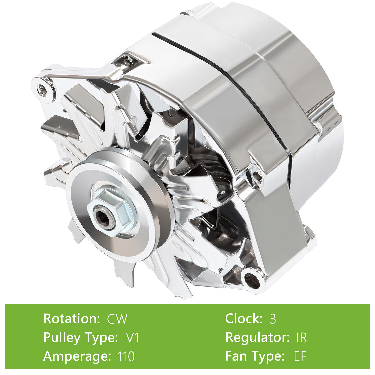 7127-SE105C Alternator New 120 Amp Chrome Alternator - 1 Wire Self ...