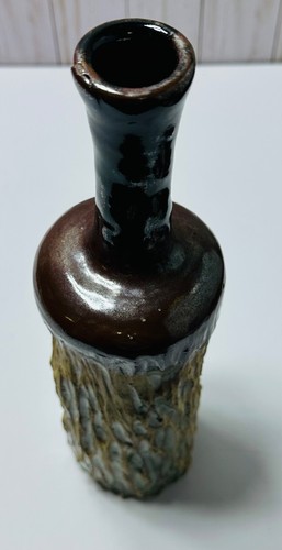 Vintage Vaso ceramica cilindro verde pietra funky/scala fatto a mano firmato artista - Foto 8 di 12