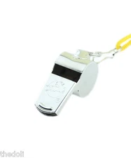 Outdoor Sport Stainless steel coach loud whistle with yellow lanyard include box