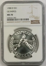 1988-D Olympics Seoul $1 NGC MS 70 Modern Commemorative Silver Dollar