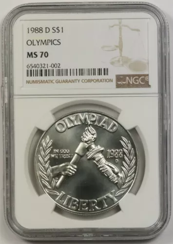 1988-D Olympics Seoul $1 NGC MS 70 Modern Commemorative Silver Dollar