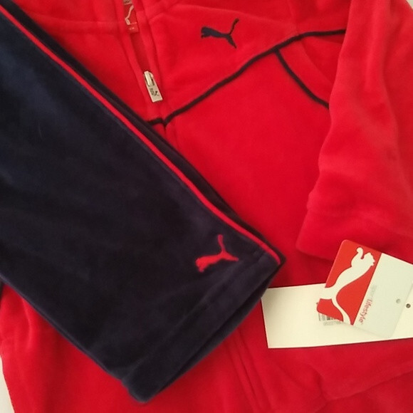 PUMA NWT Baby Boys Size 24 Months 2PC Track Suit Velour Jacket Pants Top Zip image 6