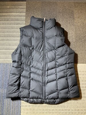 Womens Lands End Size Large 14-16 Black Down Puffer Vest