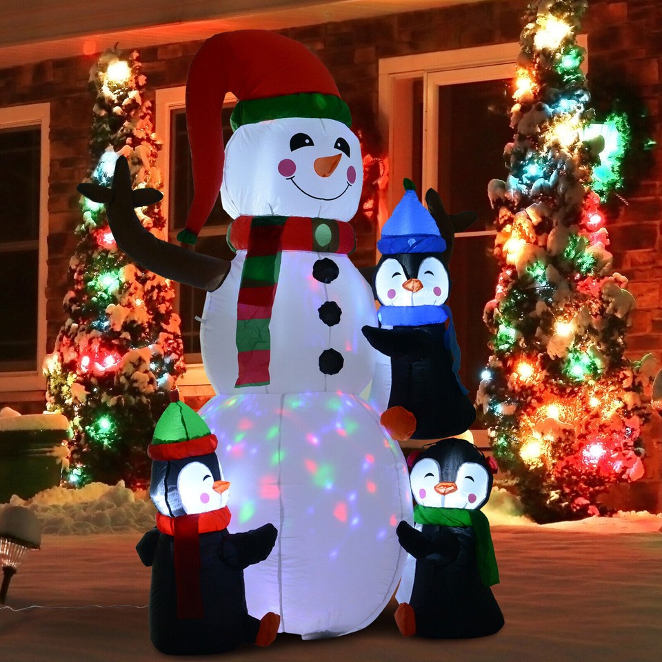 6ft Light Up Inflatable Snowman Penguin Christmas Lawn Yard Outdoor