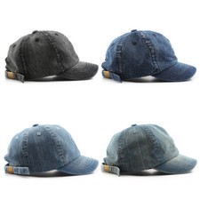 Men's Vintage Short Brim Solid Hats Sun Flip Cotton Cowboy Baseball Caps Sports