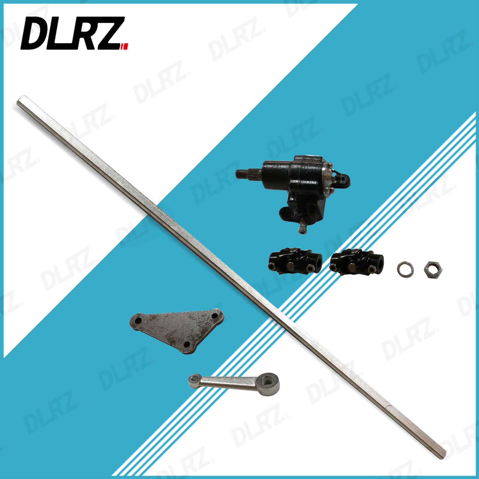 Vega Steering Box Kit With 36" DD Steering Shaft, Pitman Arm, Black U-Joints & Bracket - Complete Steering Gear Set