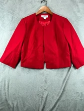 Danillo Womens 12 Jacket Dress Set 2 Piece Red Textured Diamond Midi Sleeveless