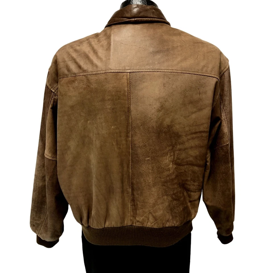 Casaco piloto aviador vintage anos 80 90 Gitano marrom DISTRESSED bombardeiro A2 jaqueta de voo M - Imagem 3 de 4