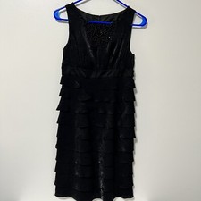 Adrianna Papell Little Black Dress Womens Size 4 Party Semi Formal Midi Length