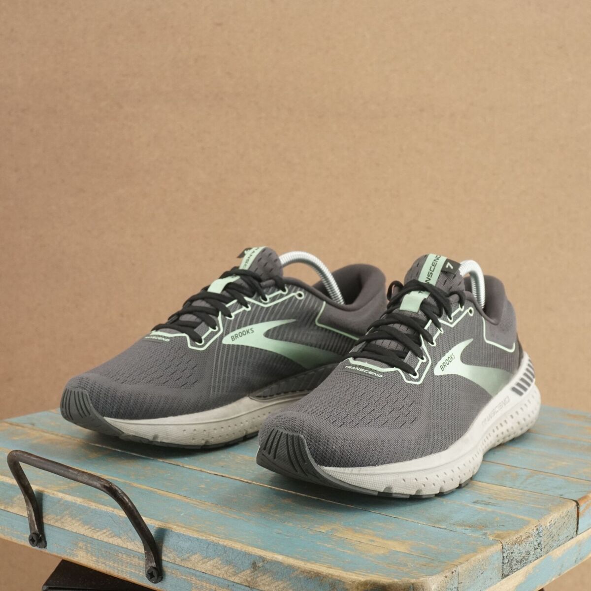 Brooks, Shoes, Brooks Transcend 7 Womens Running Shoes In Gray And Mint  Green Size 85