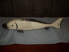 Vintage 15.5" Hand Carved  Painted Wooden Fish Decoy-SPEARING FISH DECOY
