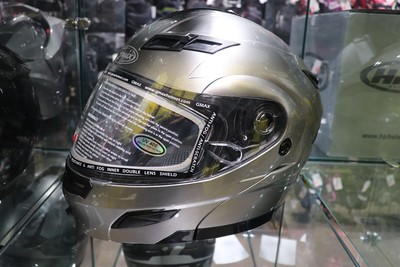 XS Gmax GM54S Snowmobile Helmet Modular Opening Full Face SILVER