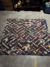 Vintage Antique Handmade Crazy Quilt Heavy Fabrics 68x77 Grandmother Squares