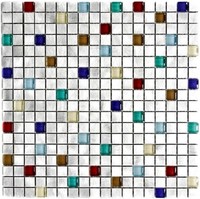 Mosaik Aluminium Glasmosaik Silber Bunt Bad Wc KüChe 49-A702 | 10 Mosaikplatten