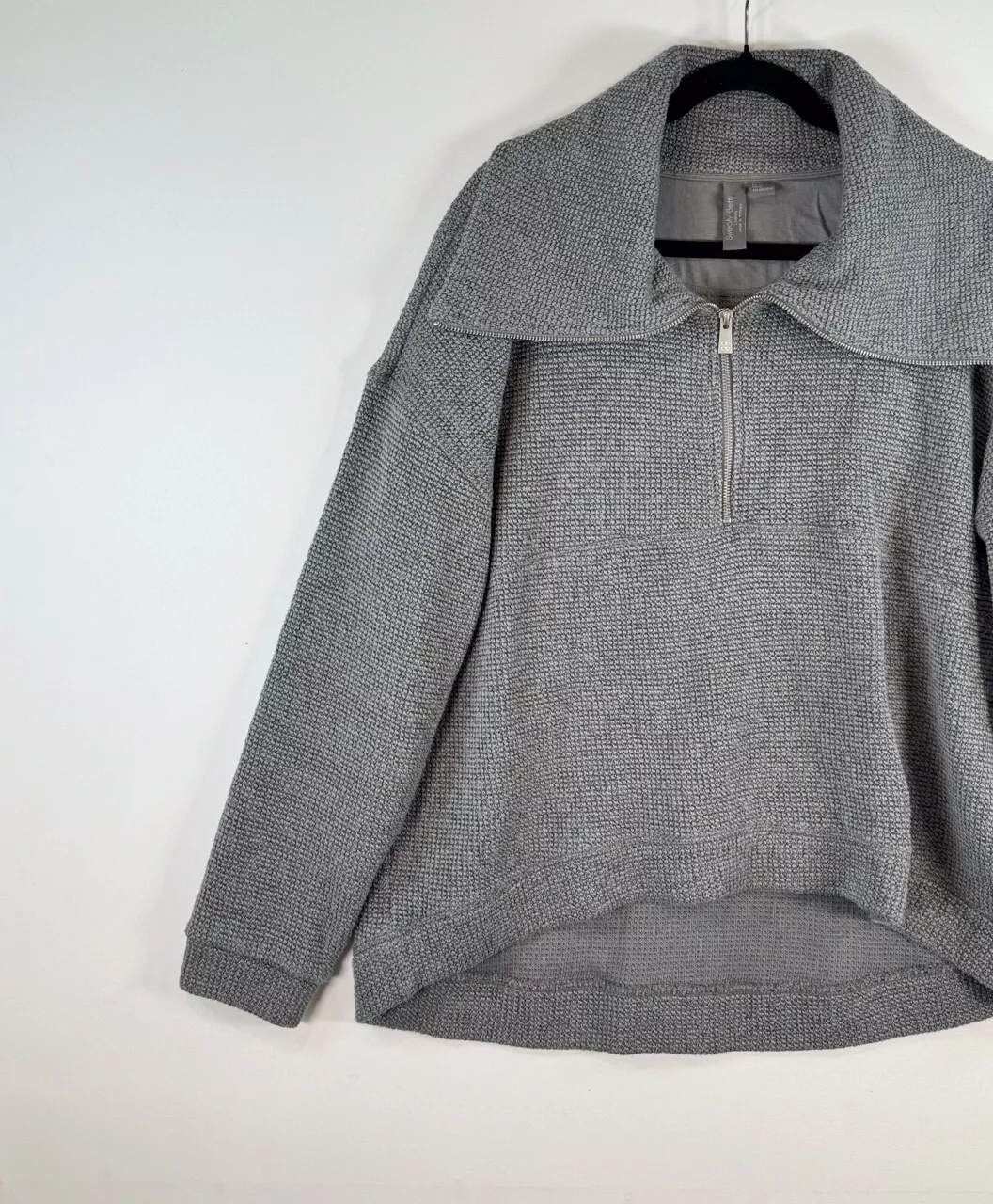 sweaty-betty restful boucle half zip oversized pullover sweatshirt