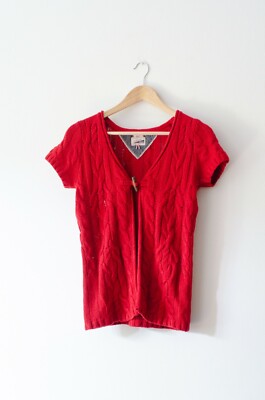 Tommy Hilfiger Cable Knit Pullover Sweater Red Cardigan Size S Knitwear Vest