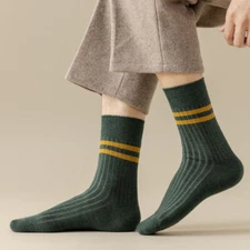 5 Pairs Soft Wool Thick Double Needle Simple Casual Versatile Medium Socks