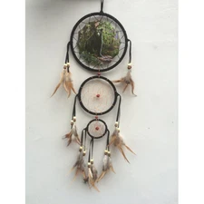 New 20" Long Black Bear Forest Dream Catcher Wall Hang Decor Feathers Bead Gift