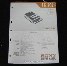 Original Sony TC-207 Cassette-Corder Service Manual