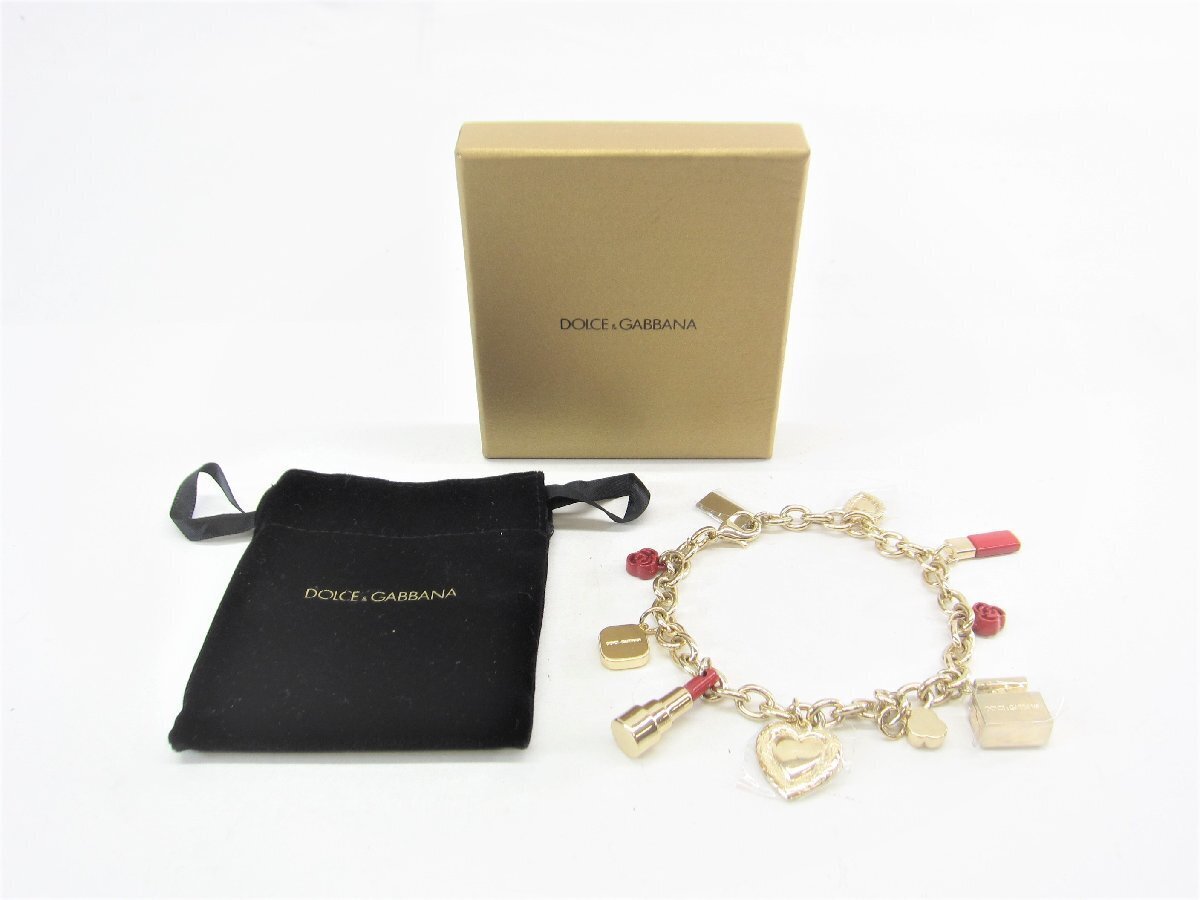 アクセサリー DOLCE&GABBANA Heart stone Gold Bangle DOLCE & GABBANA Bracelet Gold Metal Rose Heart Cosmetics