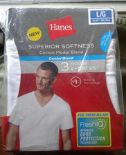 HANES COMFORT BLEND TAGLESS V-NECK UNDERSHIRTS, SIZE LARGE, NEW