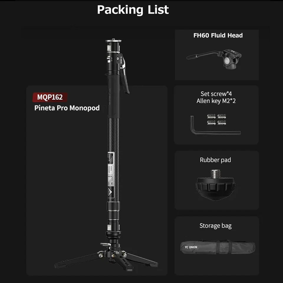 YC Onion MQP162 Pineta Pro Carbon Fiber Monopod Quick-Released FH60 Fluid Head - Image 2 of 4