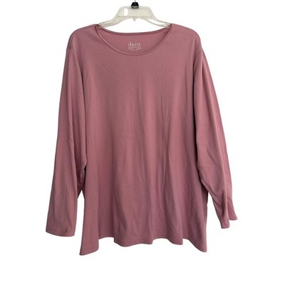 D&Co Essentials Mauve Pink Long Sleeve Crew Neck Shirt Plus Size 3X A372568