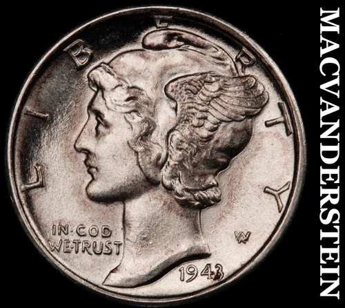 1943-D Mercury Dime - FSB - Super Choice Gem Brilliant Unc++++  Lustrous  #G8970