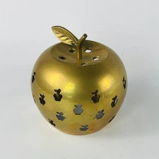 Brass Apple Candle Cover Holder 4”; No Dish