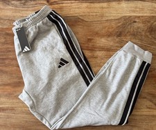 Image of MEN'S ADIDAS Grey Essentials Three Stripes Fleece Joggers Size L JE6318