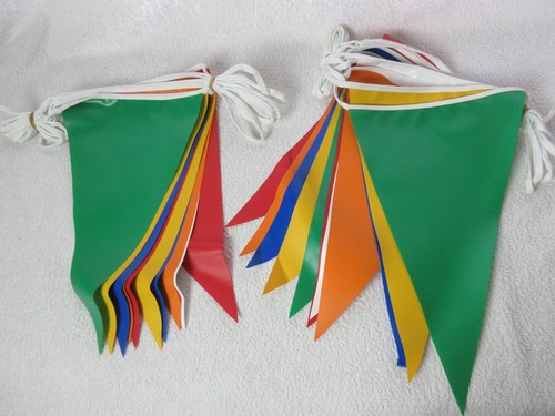 Multicoloured Outdoor Bunting, 11 Metres, Green Yellow Blue Orange White & Red