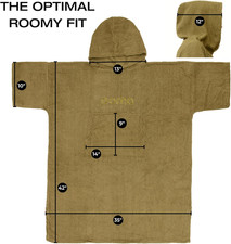 Surf Poncho Towel Made of 100 Cotton Unisex Changing One-Size Fits All Adult