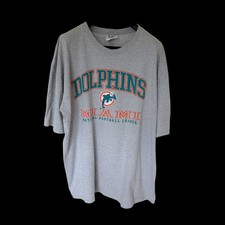 Vintage 1997 Lee Sport Miami Dolphins NFL T-Shirt Heather Grey Mens XXL