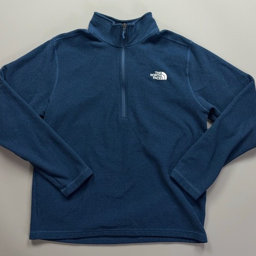 North Face M's XL Teksturowana czapka Spódnica 1/4 Zamek błyskawiczny Polar Sweter Kurtka Niebieska Poly - Zdjęcie 3 z 16