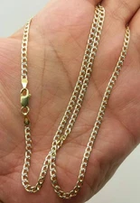 VFK Italian 925 Sterling Silver Yellow Pave Cuban Curb Chain 3mm – Classic Jewel