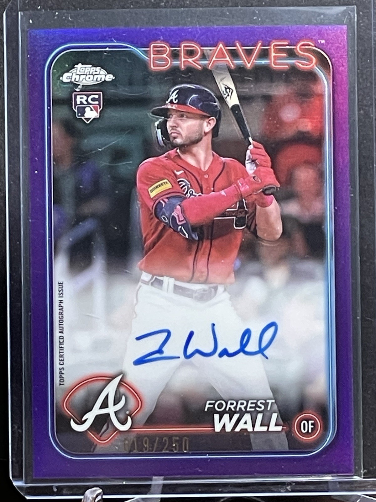 2024 Topps Chrome #RA-FW Forrest Wall RC Purple Refractor Rookie Auto /250