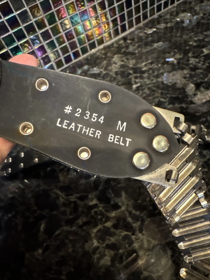 De colección Cinturón Tachonado Cuero Negro Imitación Bala Shell Punk Rock Grunge Emo Gótico Talla M Foto 3 de 4